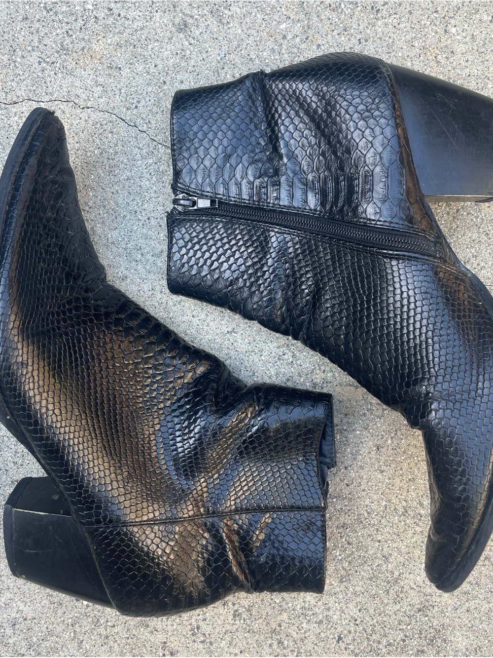 Free People Black Textured Heeled Boots